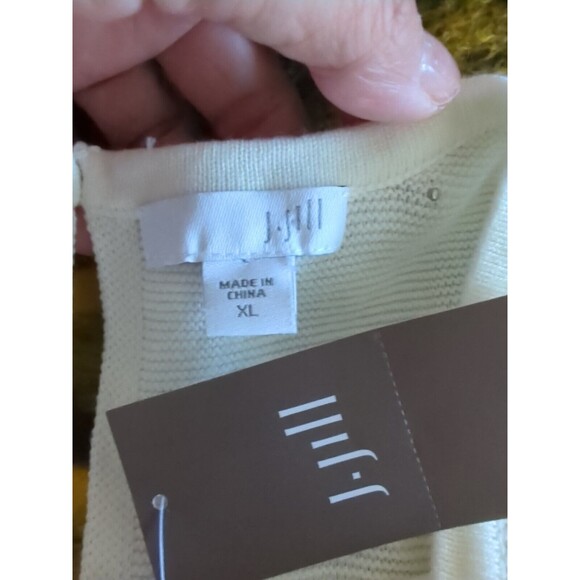 NWT J. Jill Sz XL Cream Round Neck Sweater Tunic Pearl Like Beaded Front - Picture 7 of 12